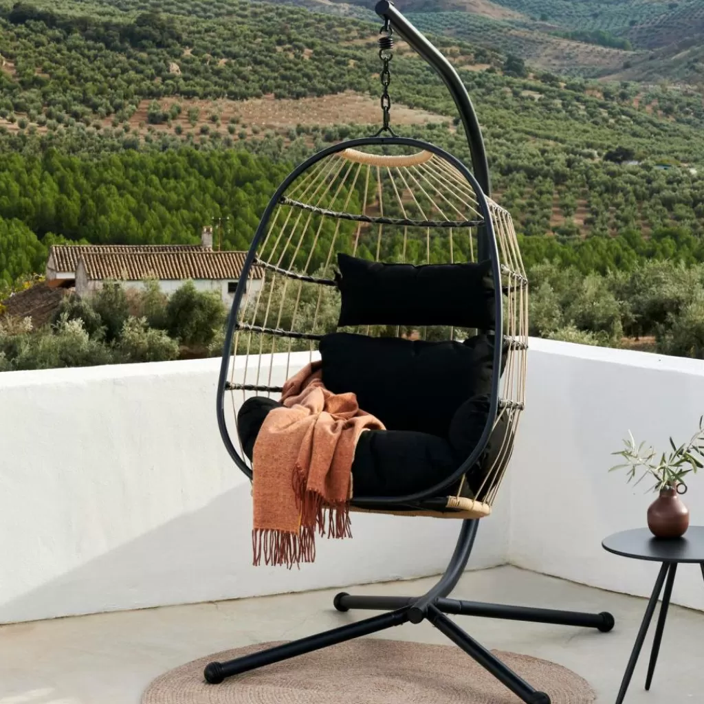 Discount CASA BAZAI Cadeira Pendente Com Suporte Preto