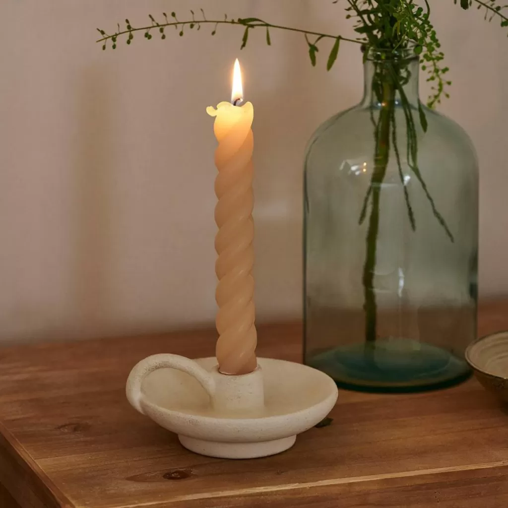 New CASA CURL Velas Conjunto De 2 Bege