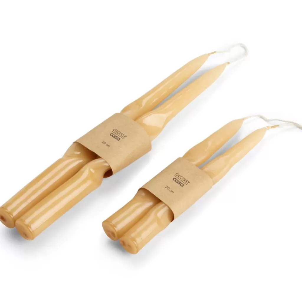 Outlet CASA GLOSSY Vela Conjunto De 2 Bege