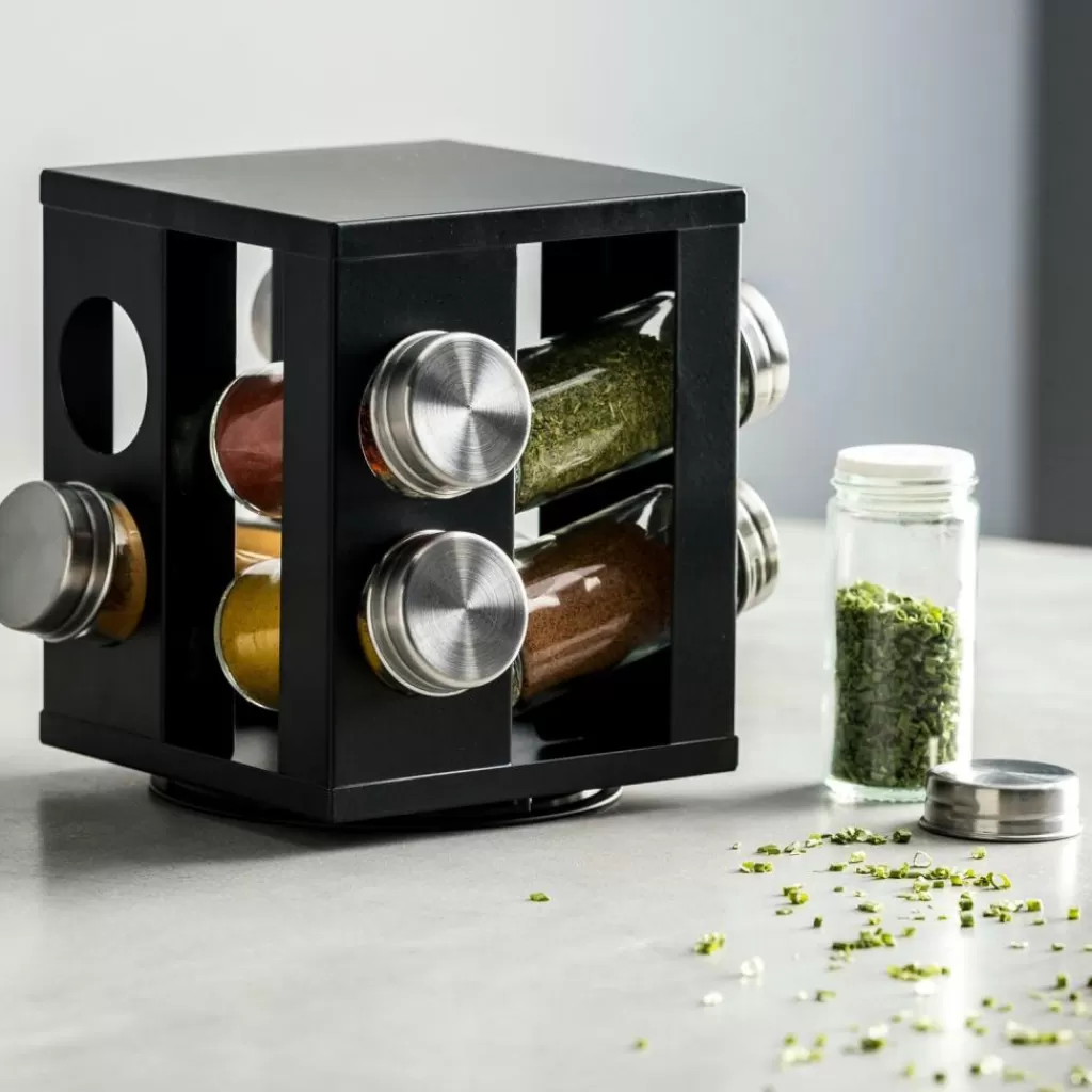 Clearance CASA INDUSTRIA Carrossel De Especiarias 8 Potes Preto