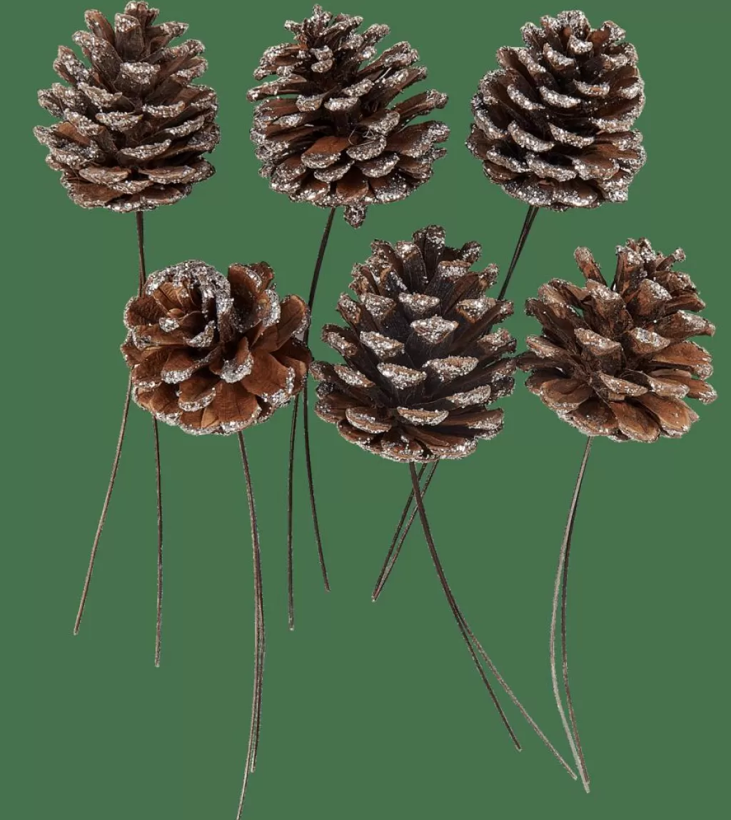 Shop CASA PINECONE Pinhas Conjunto De 6 2 Cores Branco, Prateado