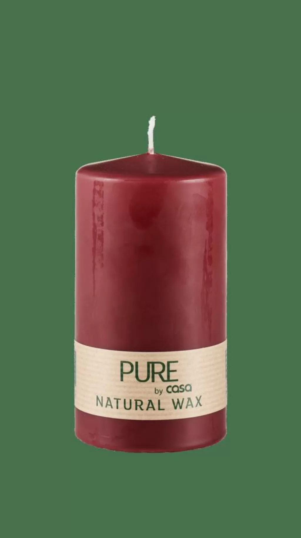 Hot CASA PURE Vela Cilíndrica Vermelho Escuro