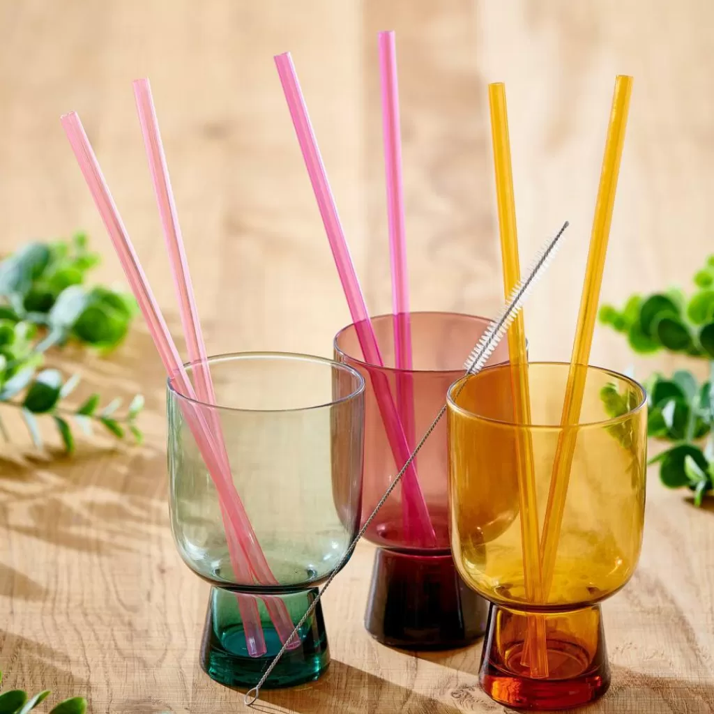 Cheap CASA SLURP Palhas Reutilizáveis Conjunto De 6 Mistura De 3 Cores Cor-de-laranja, Roxo, Rosa