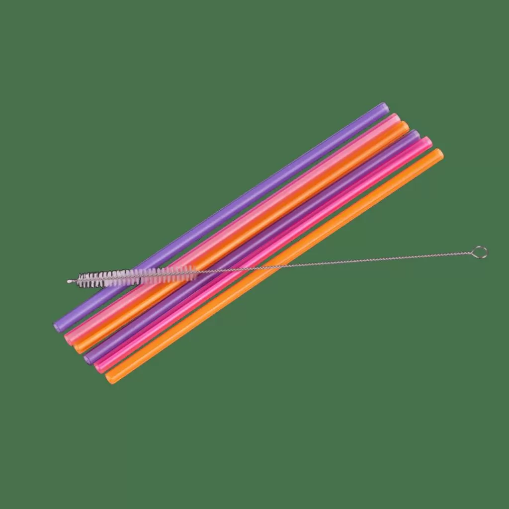 Cheap CASA SLURP Palhas Reutilizáveis Conjunto De 6 Mistura De 3 Cores Cor-de-laranja, Roxo, Rosa