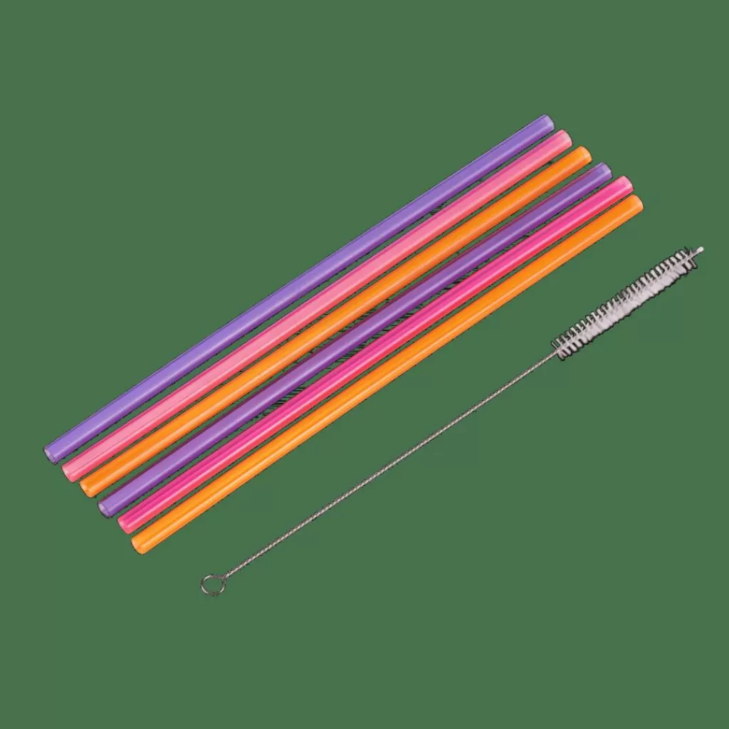 Cheap CASA SLURP Palhas Reutilizáveis Conjunto De 6 Mistura De 3 Cores Cor-de-laranja, Roxo, Rosa