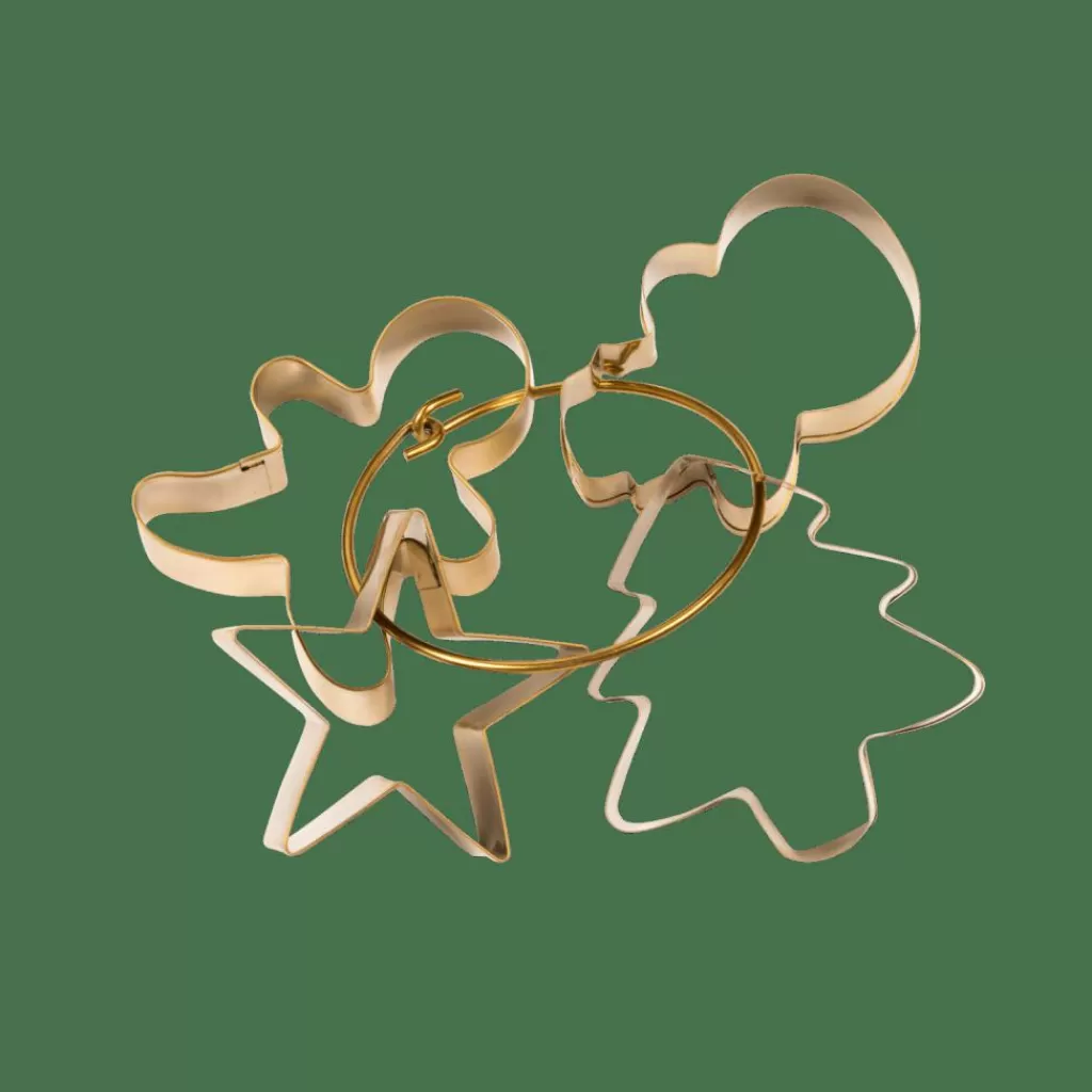 New CASA X-MAS GOLD Formas Conjunto De 4 Dourado