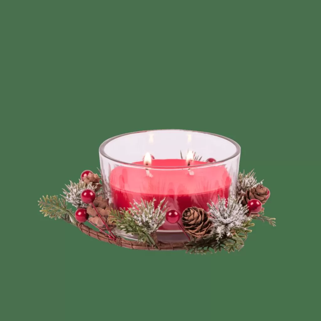 Best Sale CASA XMAS Vela Com Decoração Vermelho